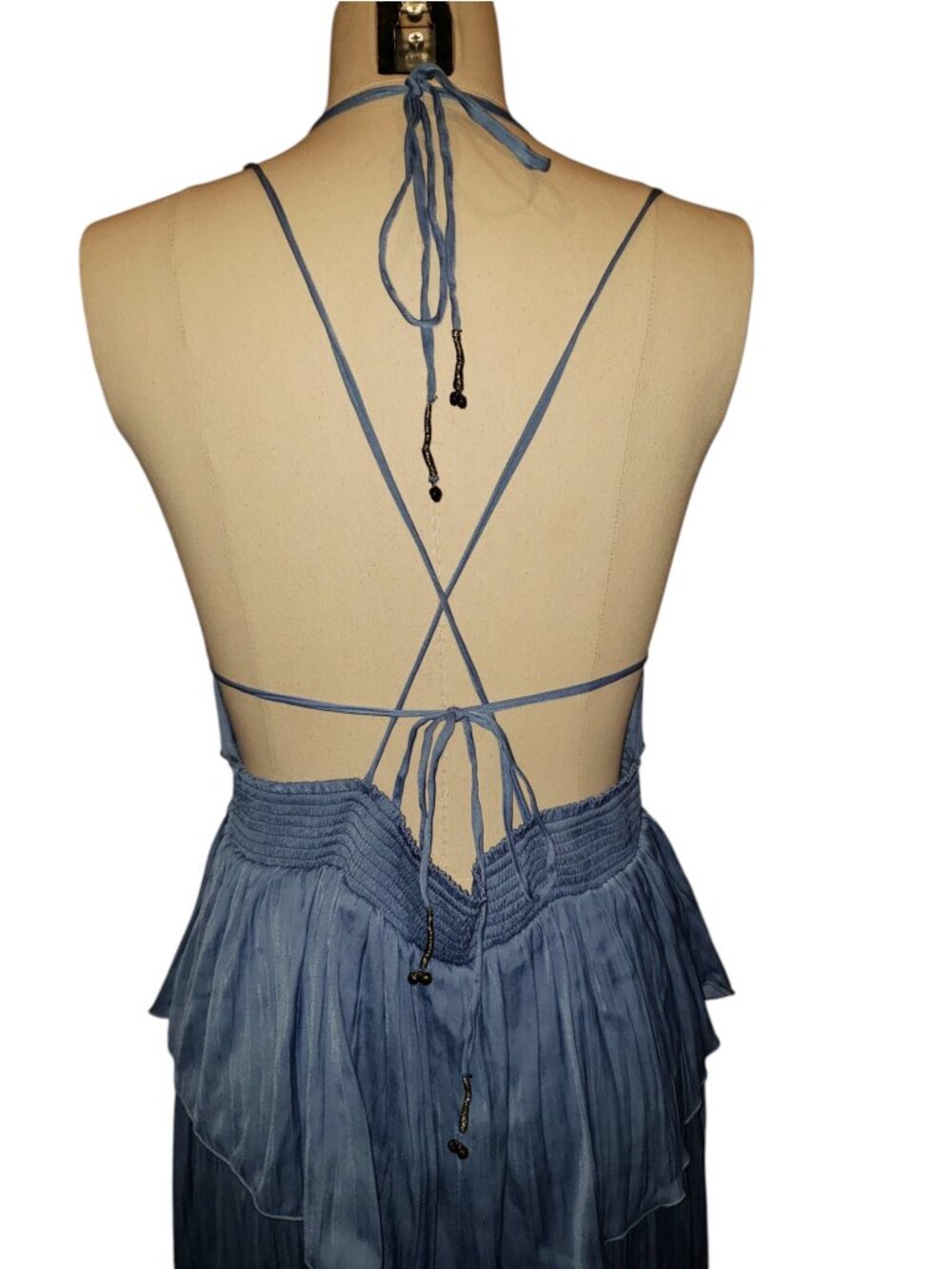 Free People Blue Endless Summer Drop Dead Gorgeous Dress sz Lg - Picture 3 of 6